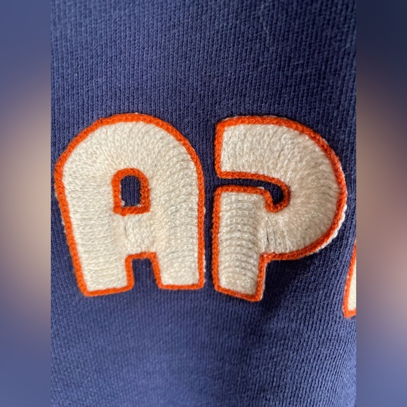 J.Crew Apres Ski Sweatshirt Women’s L Navy Embroidered Pullover 100% Cotton - Picture 4 of 8